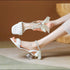 Ladies Aesthetic Slid On Pearl And Ribbons Straps Heels